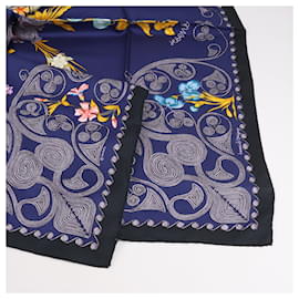 Hermès-Hermès Carré 90 "ARABESQUES" 100% Silk Scarf in Navy Blue-Blue