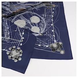 Hermès-Hermès Carré 90 "La Musique des spheres" 100% Silk Scarf in Navy Blue-Blue
