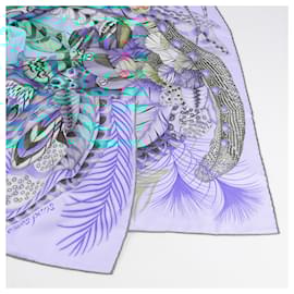 Hermès-Hermès Carré 90 "PLUMES EN FETE" 100% Silk Scarf in Blue-Blue