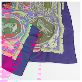 Hermès-Hermès Carré 90 "LA PRESENTATION" 100% Silk Scarf in Navy Blue-Blue