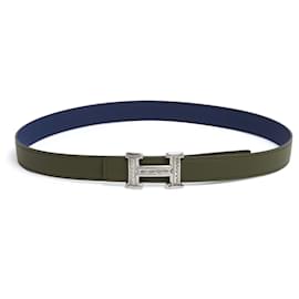 Hermès-Hermès Belt T75 Constance 24 Unique Silver Tuareg H buckle 30in Hermes-Silvery,Blue,Green