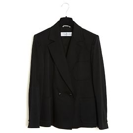 Max Mara Jacket FR40 Black Wool Double Breasted Classic Jacket Blazer UK10 US8 Black