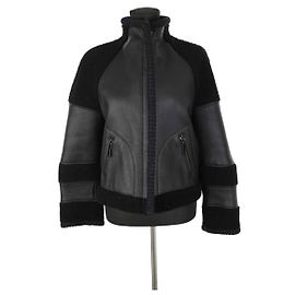 Maison Ullens Schwarze Lederjacke Schwarz