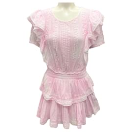 Autre Marque-LoveShackFancy Pink Ruffled Cotton Mini Dress-Pink