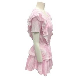 Autre Marque-LoveShackFancy Pink Ruffled Cotton Mini Dress-Pink