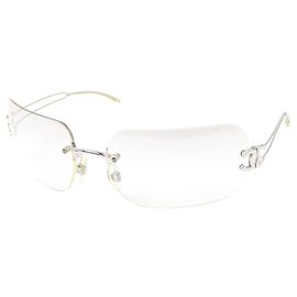 Chanel CC Logo Silver Clear Rimless Sunglasses 4068 Silvery
