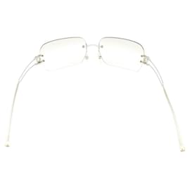 Chanel-Chanel CC Logo Silver Clear Rimless Sunglasses 4068-Silvery