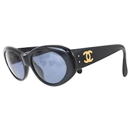 Chanel-Chanel Gold CC Logo Oval Black Sunglasses 05974-Black,Golden
