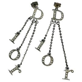 Brincos de prata com cristais de strass Christian Dior Prata