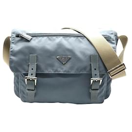 Prada-Prada Sport Baby Light Blue Nylon Leather Strap Logo Shoulder Crossbody Bag-Blue