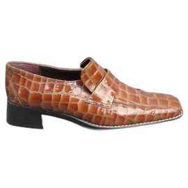 Autre Marque Mocasines Impertinente de charol marrón claro efecto cocodrilo Marrón claro