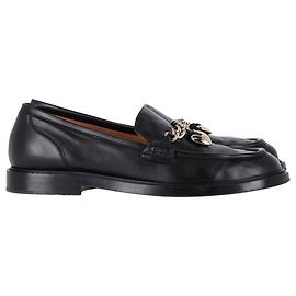 Mocasines de cuero negro Chloé Ninna con detalle de cadena en forma de corazón Negro