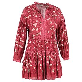 Abito Mini Stampato Floreale Marigold Ulla Johnson in Cotone Rosso Rosso