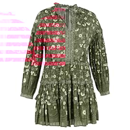 Ulla Johnson- Ulla Johnson Marigold Floral Printed Mini Dress in Red Cotton-Red