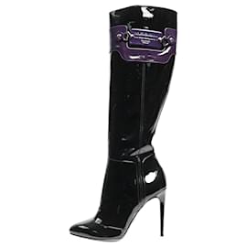 Dolce & Gabbana-Black patent leather knee-high boots - size EU 38 (UK 5)-Black