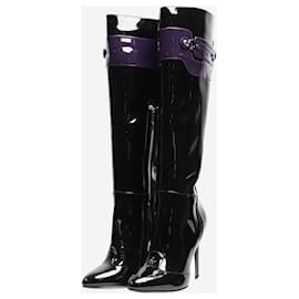 Dolce & Gabbana-Black patent leather knee-high boots - size EU 38 (UK 5)-Black