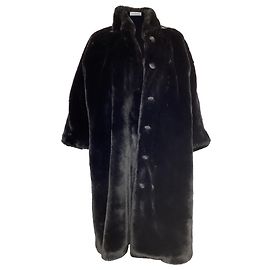 Balenciaga Kunstfellmantel aus schwarzem Polyester Schwarz