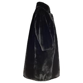 Balenciaga-Balenciaga Faux Fur Coat in Black Polyester-Black