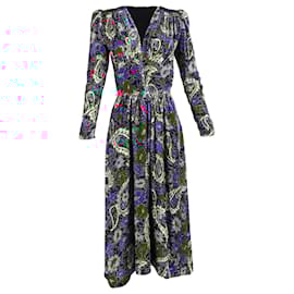 Isabel Marant- Isabel Marant Moyranid Floral-Print Midi Dress in Multicolor Velvet-Multiple colors