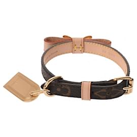 Louis Vuitton-Louis Vuitton Monogram Collier Baxter XS Dog Collar-Brown,Golden