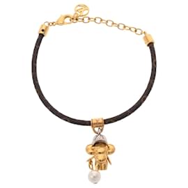 Louis Vuitton-Louis Vuitton Monogram Bracelet Vivienne Basket-Brown,Golden