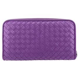 Bottega Veneta-Bottega Veneta Intrecciato Long Wallet in Purple-Purple