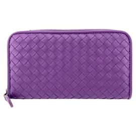 Bottega Veneta-Bottega Veneta Intrecciato Long Wallet in Purple-Purple