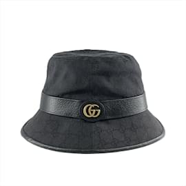 Gucci-Gucci Black GG Canvas Bucket Hat-Black
