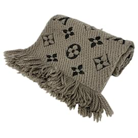Louis Vuitton-Louis Vuitton Gray Wool and Silk Scarf-Brown