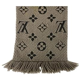 Louis Vuitton-Louis Vuitton Gray Wool and Silk Scarf-Brown