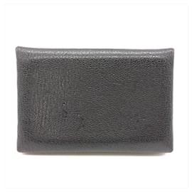 Hermès-Hermes Calvi Card Case in Black Chevre Leather-Black