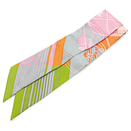 Hermès-Hermès Gray Ex-Libris Silk Twilly Scarf-Other