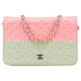 Chanel-Chanel Pink CC Caviar Camellia Wallet On Chain-Pink