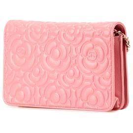 Chanel-Chanel Pink CC Caviar Camellia Wallet On Chain-Pink