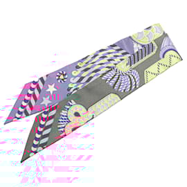 Hermès-Hermès Pink Epaulettes de Gala Silk Twilly Scarf-Other