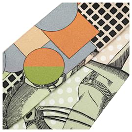 Hermès-Hermès Brown Cavalier en Formes Silk Twilly Scarf-Brown,Other