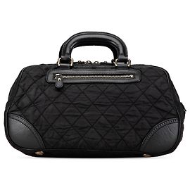 Chanel Black Paris New York Quilted Nylon Duffle Handbag Black