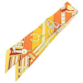 Hermès-Hermès Orange Brides et Gris-Gris Silk Twilly Scarf-Other