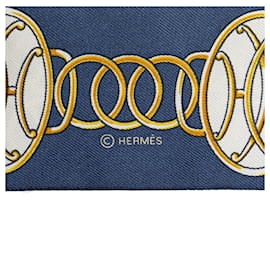 Hermès-Hermès Blue Lift Profile Silk Twilly Scarf-Other