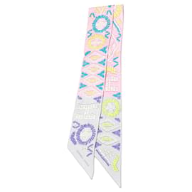 Hermès-Hermès Pink Kelly En Perles Silk Twilly Scarf-Pink