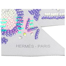 Hermès-Hermès Pink Kelly En Perles Silk Twilly Scarf-Pink