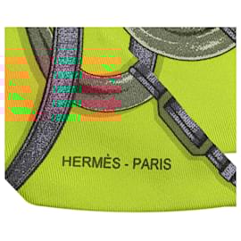 Hermès-Hermès Yellow Grand Manege Silk Twilly Scarf-Other