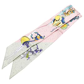 Hermès-Hermès Pink Space Derby Twilly Silk Scarf-Other