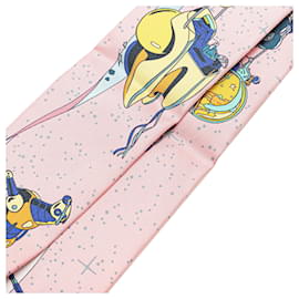 Hermès-Hermès Pink Space Derby Twilly Silk Scarf-Other