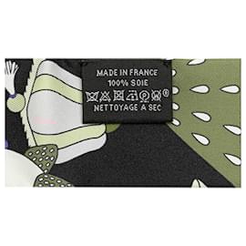 Hermès-Hermès Black La Patisserie Francaise Silk Twilly Scarf-Black