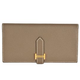 Hermès Hermes Bearn Souffle Long Wallet Taupe