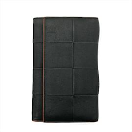 Bottega Veneta-Bottega Veneta Bi-Fold Bill Wallet-Black,Orange