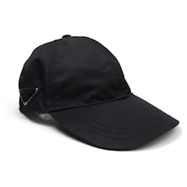 Gorra de béisbol de nylon con placa triangular Prada Negro