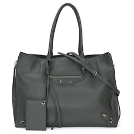 Balenciaga-Balenciaga Gray Leather Tote Bag-Brown