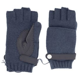 Hermès Hermes Lionel Fingerless Cashmere Mittens Black Blue